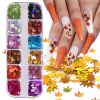 1Box Nail Art Decoration Maple Leaf Design Nail Sequin DIY Decoration Accessory