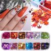 1Box Nail Art Decoration Maple Leaf Design Nail Sequin DIY Decoration Accessory