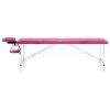 Foldable Massage Table 2 Zones Aluminum Pink