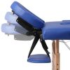 Blue Foldable Massage Table 3 Zones with Wooden Frame