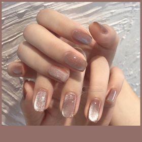 Milk Tea Crystal Stone Cat Eye Nail Polish (Option: A-10ML)