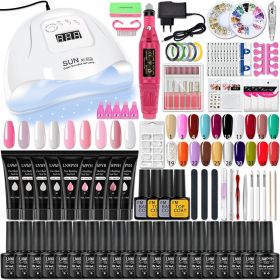 Manicure Set Poly Nail Gel Kit Professional Nail Set With Nail Lamp Acrylic Extension Gel Nail Polish All For Nail Gel Tools Kit (Color: X5 20 fixed color)