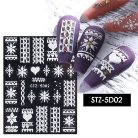 1 piece New nail stickers ins stereo 5D embossed Christmas snowflake French adhesive nail stickers (design: STZ-5D02)