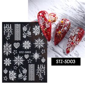 1 piece New nail stickers ins stereo 5D embossed Christmas snowflake French adhesive nail stickers (design: STZ-5D03)