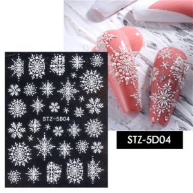 1 piece New nail stickers ins stereo 5D embossed Christmas snowflake French adhesive nail stickers (design: STZ-5D04)