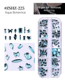 1Box High Quality 3D Flat Back Luminous AB Crystal Stone Mixed Size Charm Nail Art Rhinestone Design (Color: #ZSHZ-225)