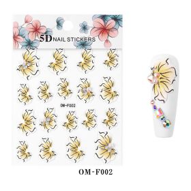 1 piece 2021 new technology thin transparent three-dimensional embossed flower system nail stickers 5D adhesive nail stickers embossed (design: OM-F002)