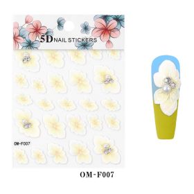 1 piece 2021 new technology thin transparent three-dimensional embossed flower system nail stickers 5D adhesive nail stickers embossed (design: OM-F007)