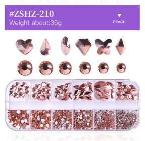 1 Box Different Shape Nail Stones 3D DIY Nail Art Crystal  Diamond Decoration Rhinestone (Color: #ZSHZ-210)