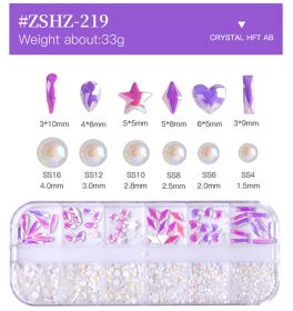 1 Box Different Shape Nail Stones 3D DIY Nail Art Crystal  Diamond Decoration Rhinestone (Color: #ZSHZ-219)