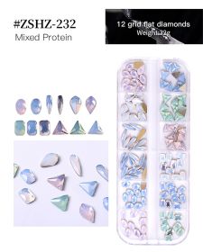 1Box High Quality 3D Flat Back Luminous AB Crystal Stone Mixed Size Charm Nail Art Rhinestone Design (Color: #ZSHZ-232)