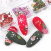 1 box of popular Christmas and Halloween three-dimensional nail art sticker ornaments;  flower and butterfly design nail art ornaments